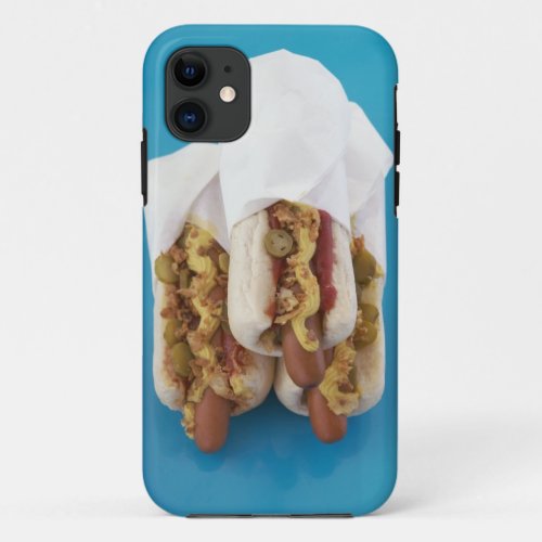 Three hot dogs in buns iPhone 11 case