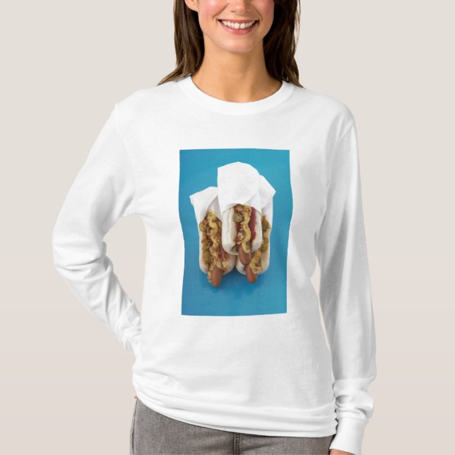 Three hot dogs in buns T-Shirt (Front)