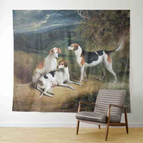Three Hounds Fine Art Museum Mural  Wall Tapestry