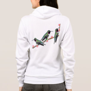 Three Hummingbirds perching on a branch Floss Silt Hoodie