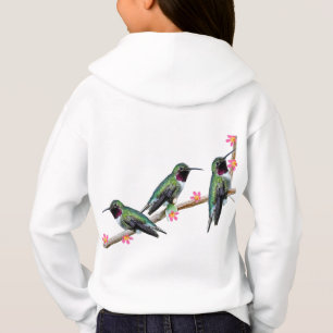 Three Hummingbirds perching on a branch Floss Silt Hoodie