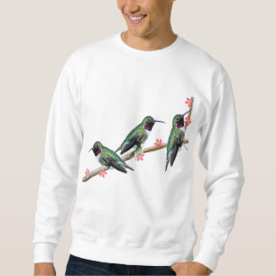 Three Hummingbirds perching on a branch Floss Silt Sweatshirt