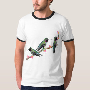 Three Hummingbirds perching on a branch Floss Silt T-Shirt