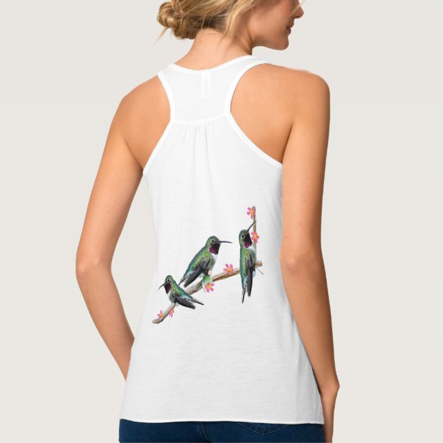 Three Hummingbirds perching on a branch Floss Silt Tank Top (Back)