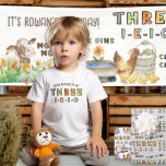Three-i-e-i-o 3rd Birthday Farm Nursery Rhyme Toddler T-shirt<br><div class="desc">Three-i-e-i-o 3rd birthday t-shirt with neutral natural colors for a boy or a girl. Inspired by the Old Macdonald nursery rhyme in the land of farming where the cows moo, the chicks cluck and the pigs oink! Easy to personalize on the front and the back. Browse our Three-i-e-i-o Farm Theme...</div>