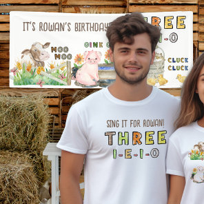 Three-i-e-i-o 3rd Birthday Farm Themed Parents T-Shirt