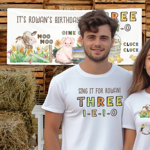 Three_i_e_i_o 3rd Birthday Farm Themed Parents T_Shirt