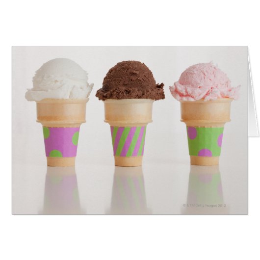Three ice cream cones cards (Front Horizontal)
