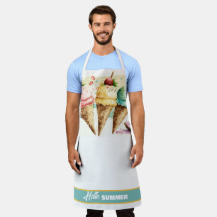 Three Ice Cream Cones, HELLO SUMMER  Apron
