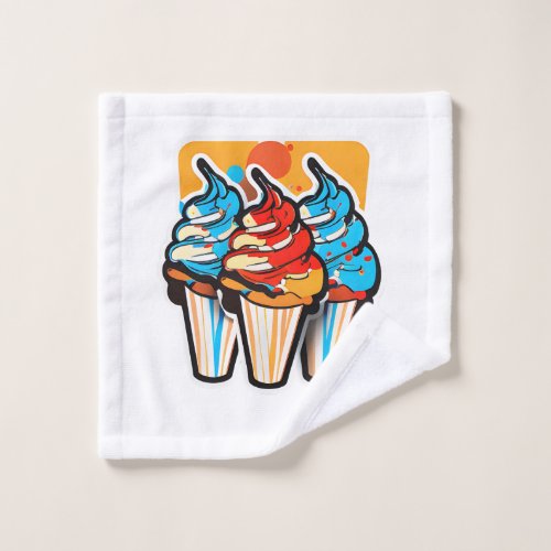 Three ice cream cones wash cloth