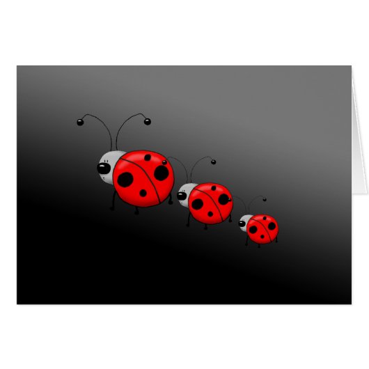 Three Illustrated Ladybugs Greeting Card (Front Horizontal)