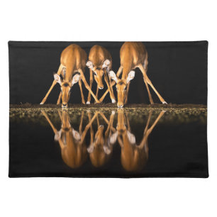Three Impala Drink Together at Night Cloth Placemat