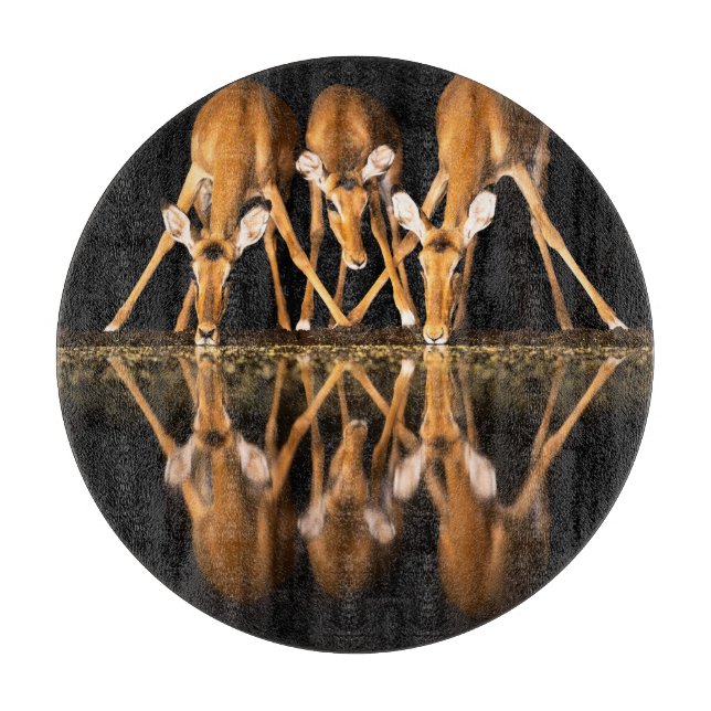Three Impala Drink Together at Night Cutting Board (Front)