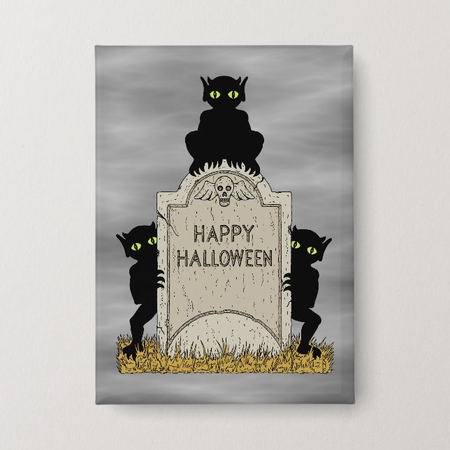 Three Imps Happy Halloween Button (Front)