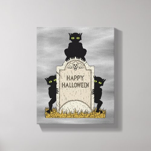 Three Imps Happy Halloween Canvas Print