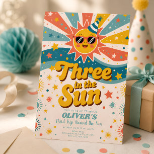 Three In The Sun Sunshine 3rd Birthday Invitation