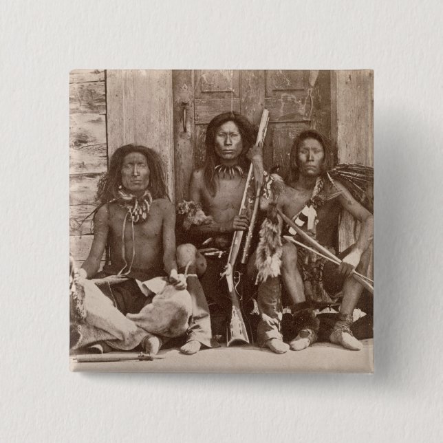 Three Indian Braves, photographed by the Royal Eng Button (Front)