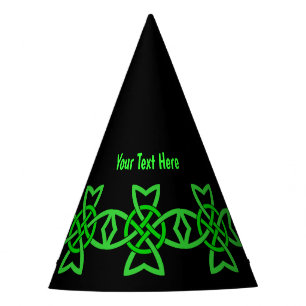 Three Intertwined Celtic Irish Knots Bright Green  Party Hat