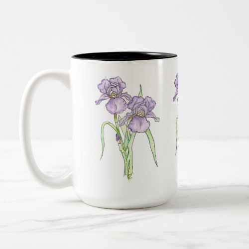 Three Iris Floral Two_Tone Coffee Mug