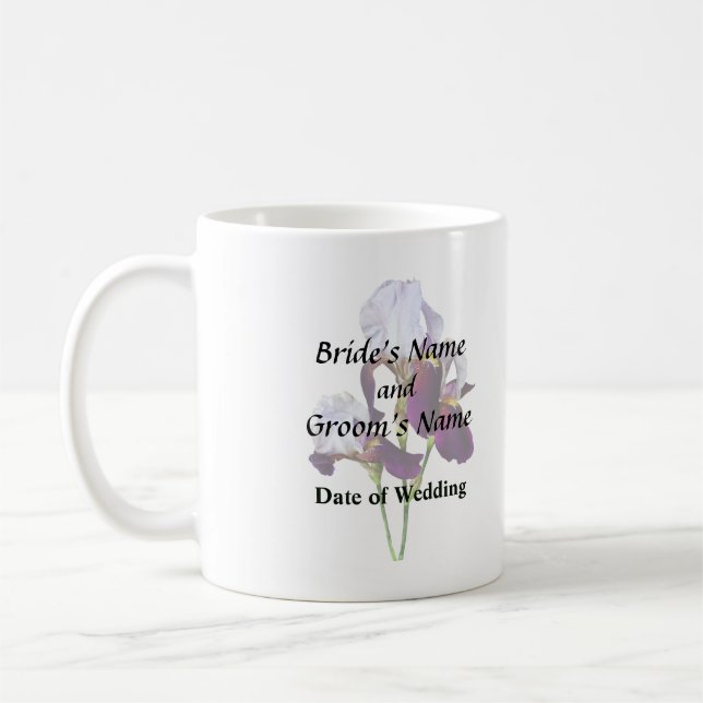 Three Irises in Shades of Magenta Coffee Mug (Left)
