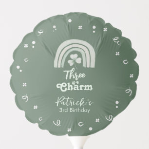 Three Is A Charm Shamrock Any Age Birthday Balloon