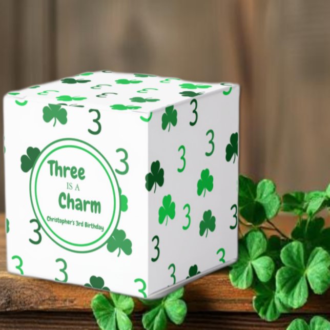 Three Is A Charm St Patrick's Day 3rd Birthday Favor Boxes (Creator Uploaded)