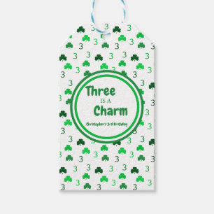 Three Is A Charm St Patrick's Day 3rd Birthday Gift Tags