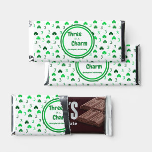 Three Is A Charm St Patrick's Day 3rd Birthday Hershey Bar Favors