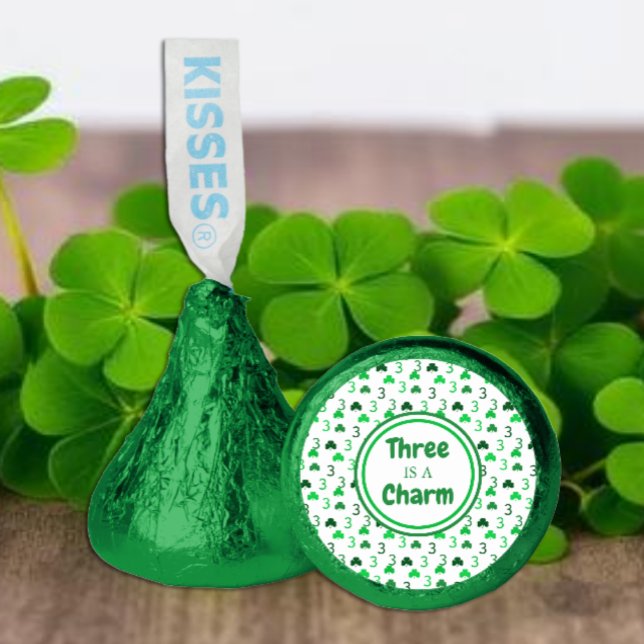 Three Is A Charm St Patrick's Day 3rd Birthday Hershey®'s Kisses® (Creator Uploaded)