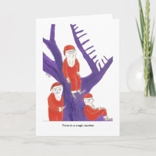 Three is a magic number for Santa Holiday Card