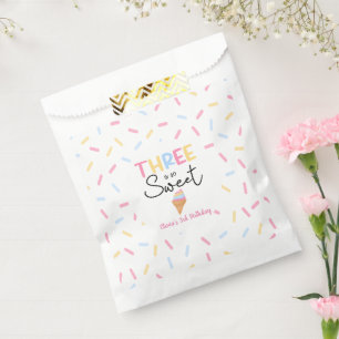 Three Is So Sweet Ice Cream 3rd Birthday Party Favor Bag