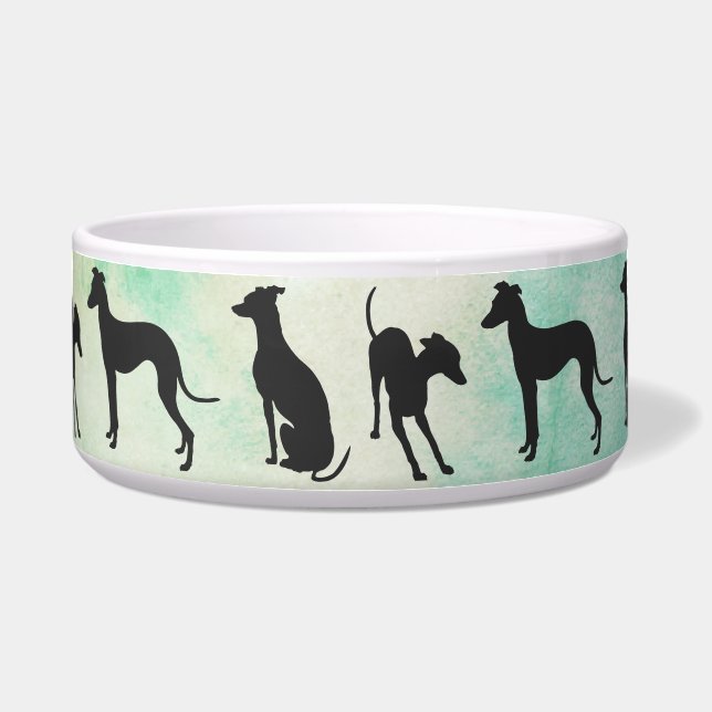 Three Italian Greyhound Silhouettes Bowl (Front)