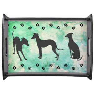 Three Italian Greyhound Silhouettes Serving Tray