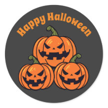 Three jack o'lantern pumpkins