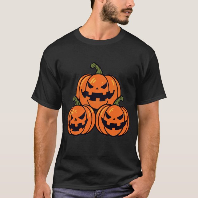 Three jack o'lantern pumpkins T-Shirt (Front)