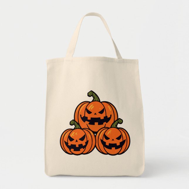 Three jack o'lantern pumpkins tote bag (Front)