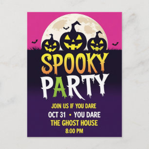 Three Jack O'Lantern Spooky Party Holiday Postcard