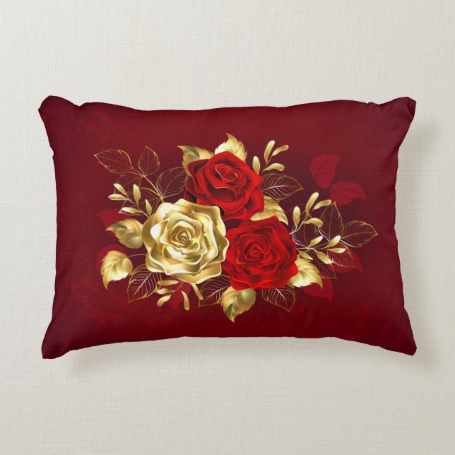 Three Jewelry Roses Accent Pillow (Front)