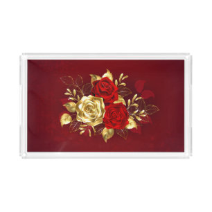 Three Jewelry Roses Acrylic Tray