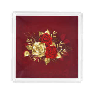 Three Jewelry Roses Acrylic Tray