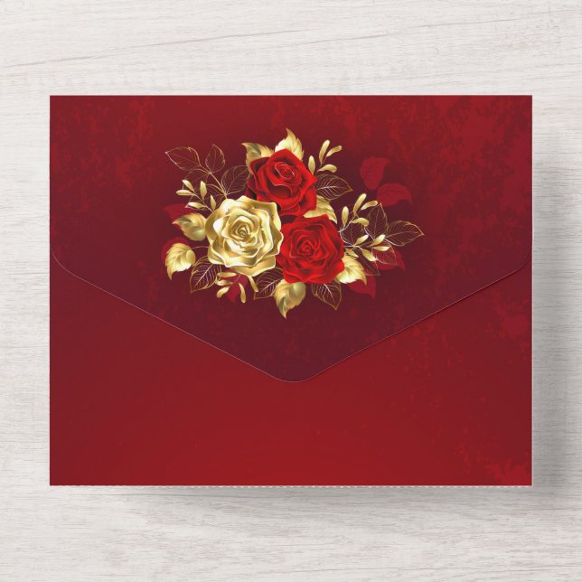 Three Jewelry Roses All In One Invitation (Back)