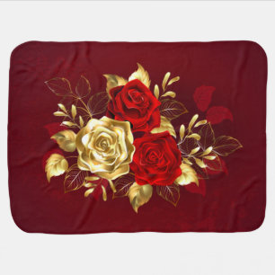 Three Jewelry Roses Baby Blanket