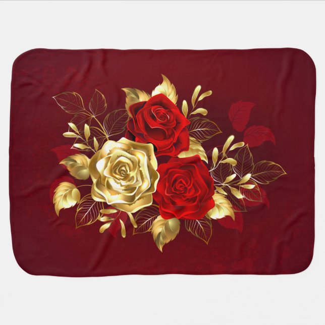 Three Jewelry Roses Baby Blanket (Horizontal)