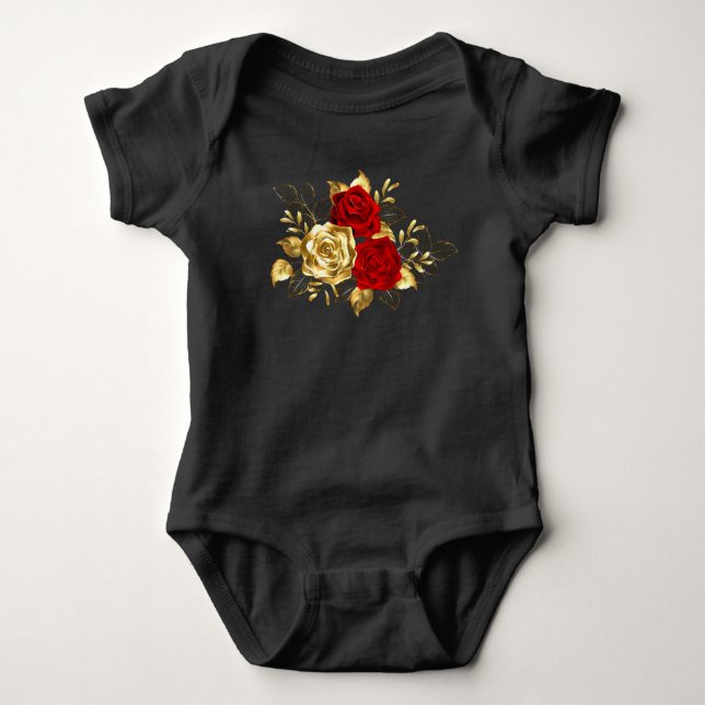 Three Jewelry Roses Baby Bodysuit (Front)