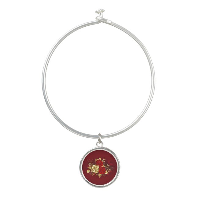Three Jewelry Roses Bangle Bracelet (Front)