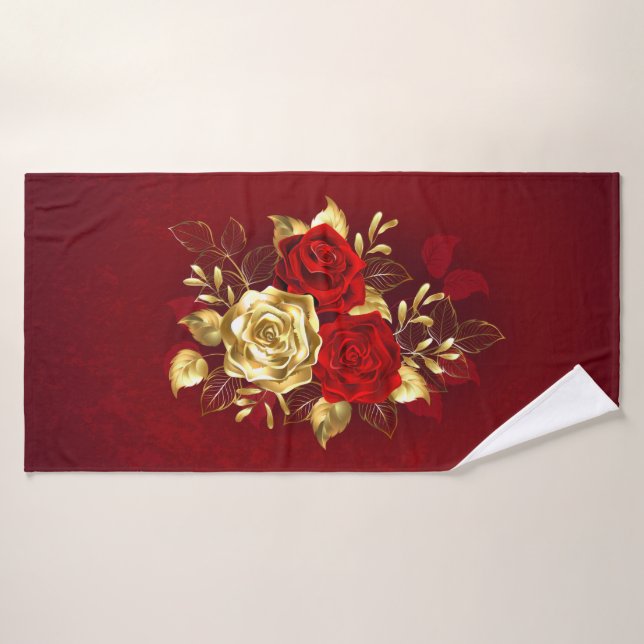 Three Jewelry Roses Bath Towel (Bath Towel)