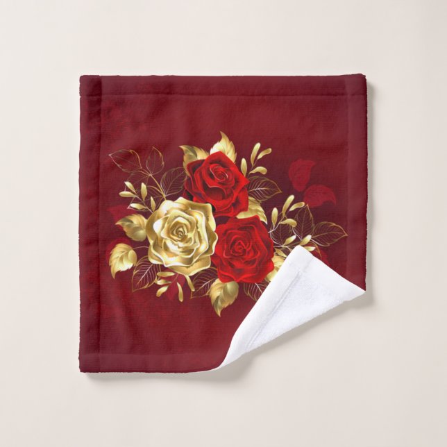 Three Jewelry Roses Bath Towel Set (Wash Cloth)
