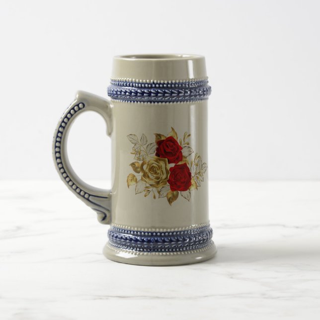 Three Jewelry Roses Beer Stein (Left)