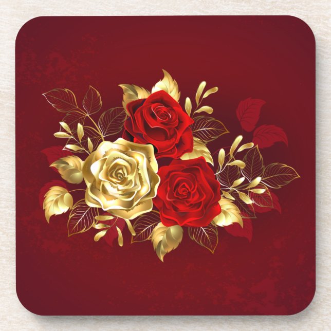 Three Jewelry Roses Beverage Coaster (Front)