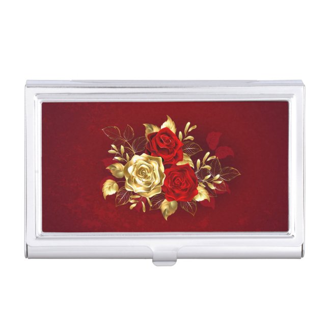Three Jewelry Roses Business Card Case (Front)